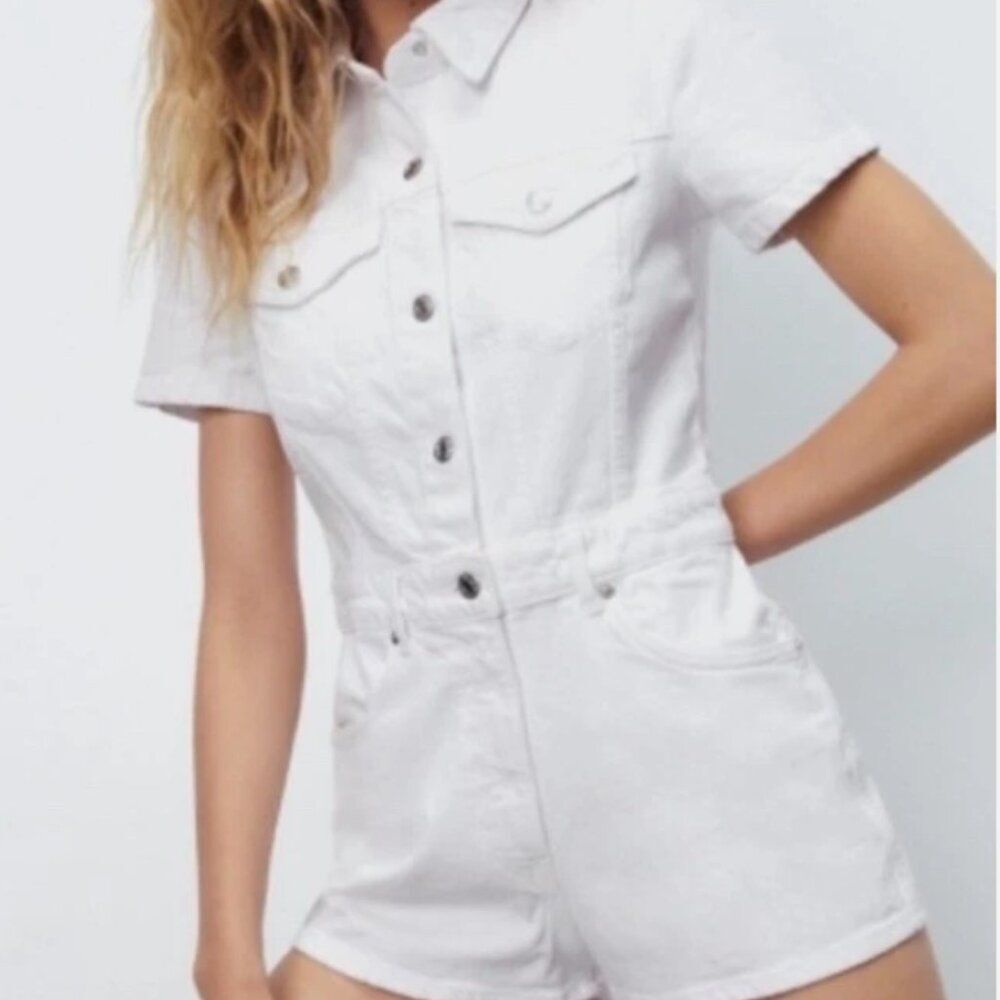 *NWT* Zara 100% cotton short jumpsuit. Size Large